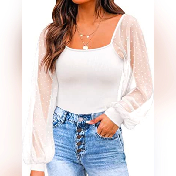 Catalina Polka Dot Lantern Sleeve Blouse main image 1